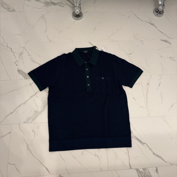 Todd Snyder Club Sweater Polo Navy Green size Large L $278 NWT - Picture 2 of 8